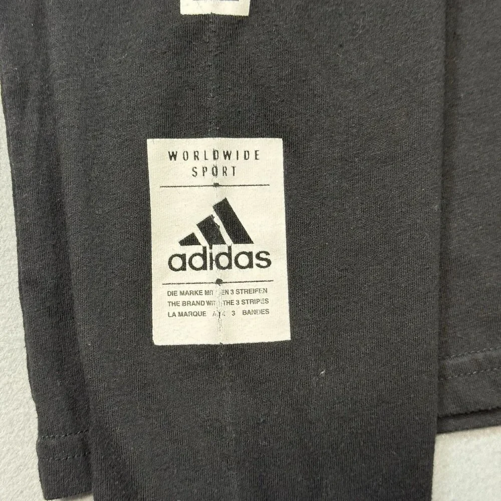 Adidas Black Long Sleeve Performance Tee Shirt Medium Climalite Three Stripes
